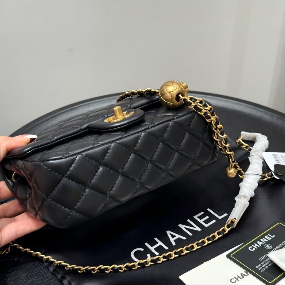Chanel Mini Black Lambskin Rectangular Pearl Crus… - image 6